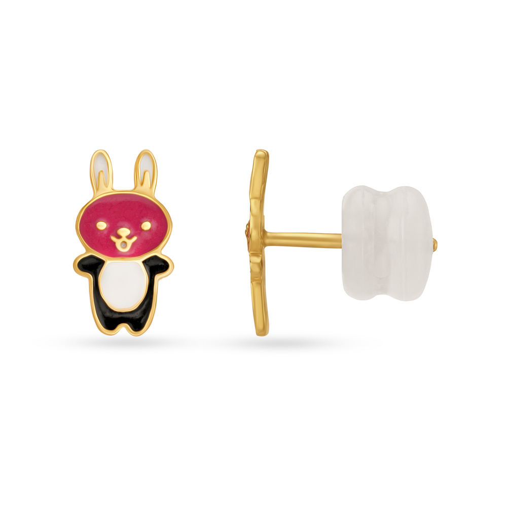 Adorable Panda Motif Gold Stud Earrings For Kids,,hi-res image number null