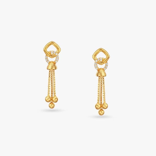 Dazzle Loop Gold Drop Earrings,,hi-res image number null