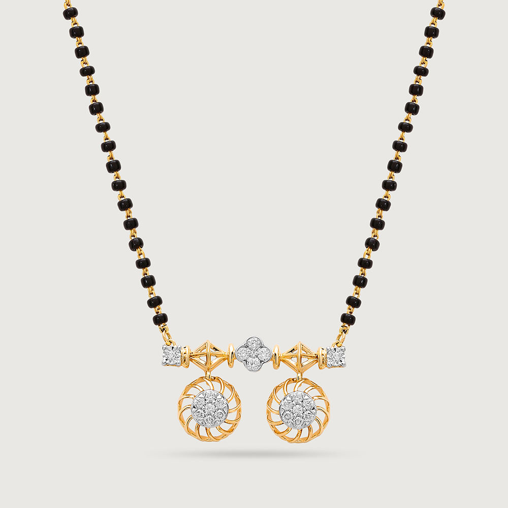 Traditional Grace 18 Kt Gold and Diamond Vati Mangalsutra,,hi-res image number null