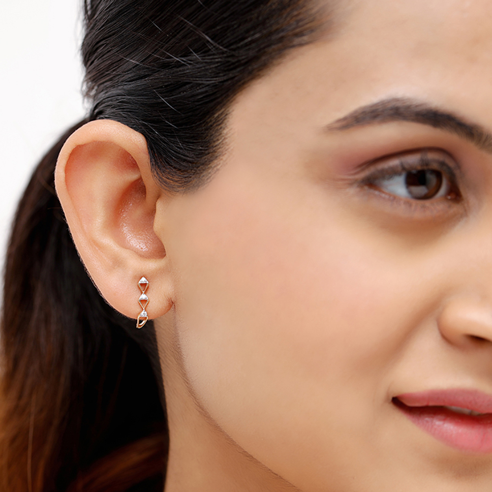 14KT Yellow Gold Endless Horizon Diamond Stud Earrings,,hi-res image number null