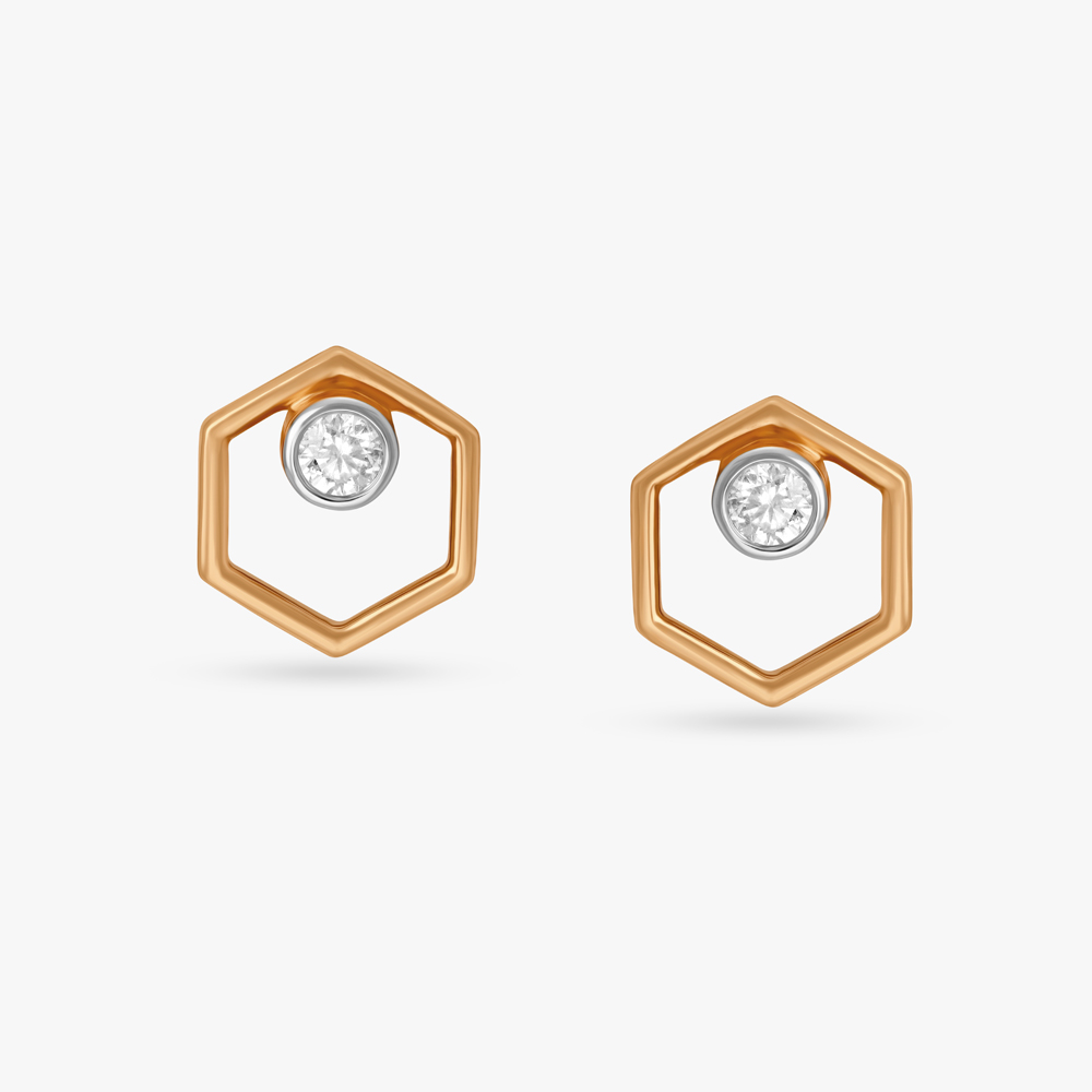Abstract Elegance Diamond Stud Earrings,,hi-res image number null