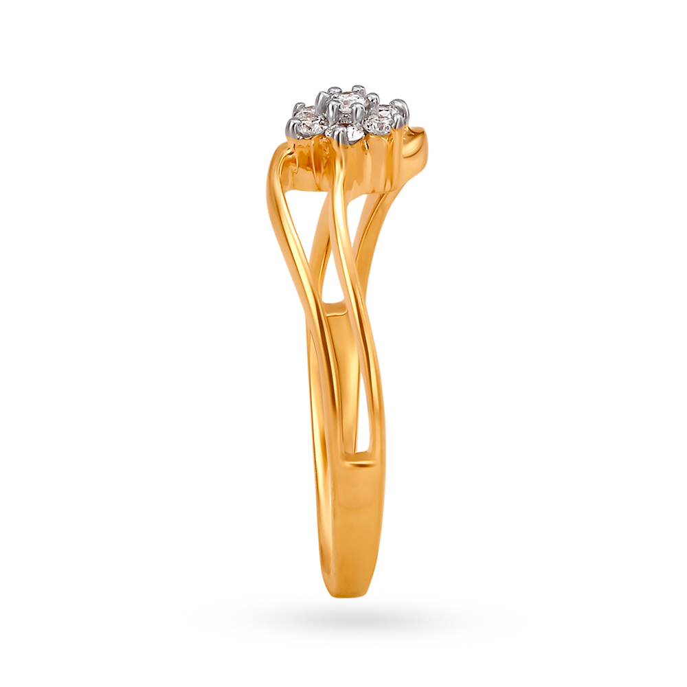 Classic 18 Karat Yellow Gold And Diamond Floral Ring,,hi-res image number null