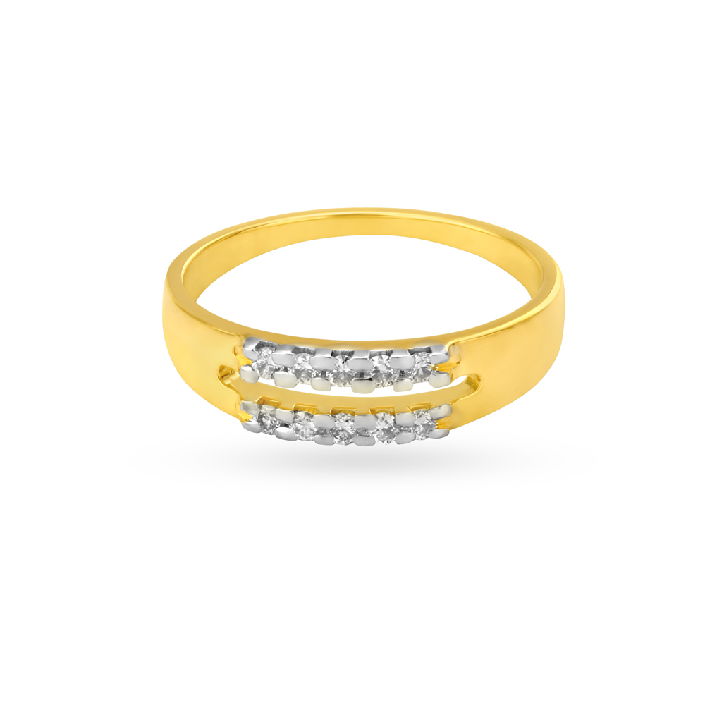 Dual Line Band Style Diamond Finger Ring,,hi-res image number null