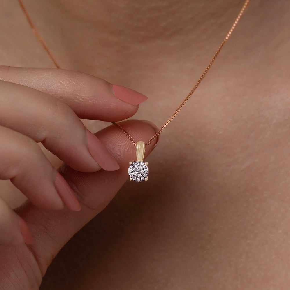 Dual Tone Gold & Diamond Pendant,,hi-res image number null