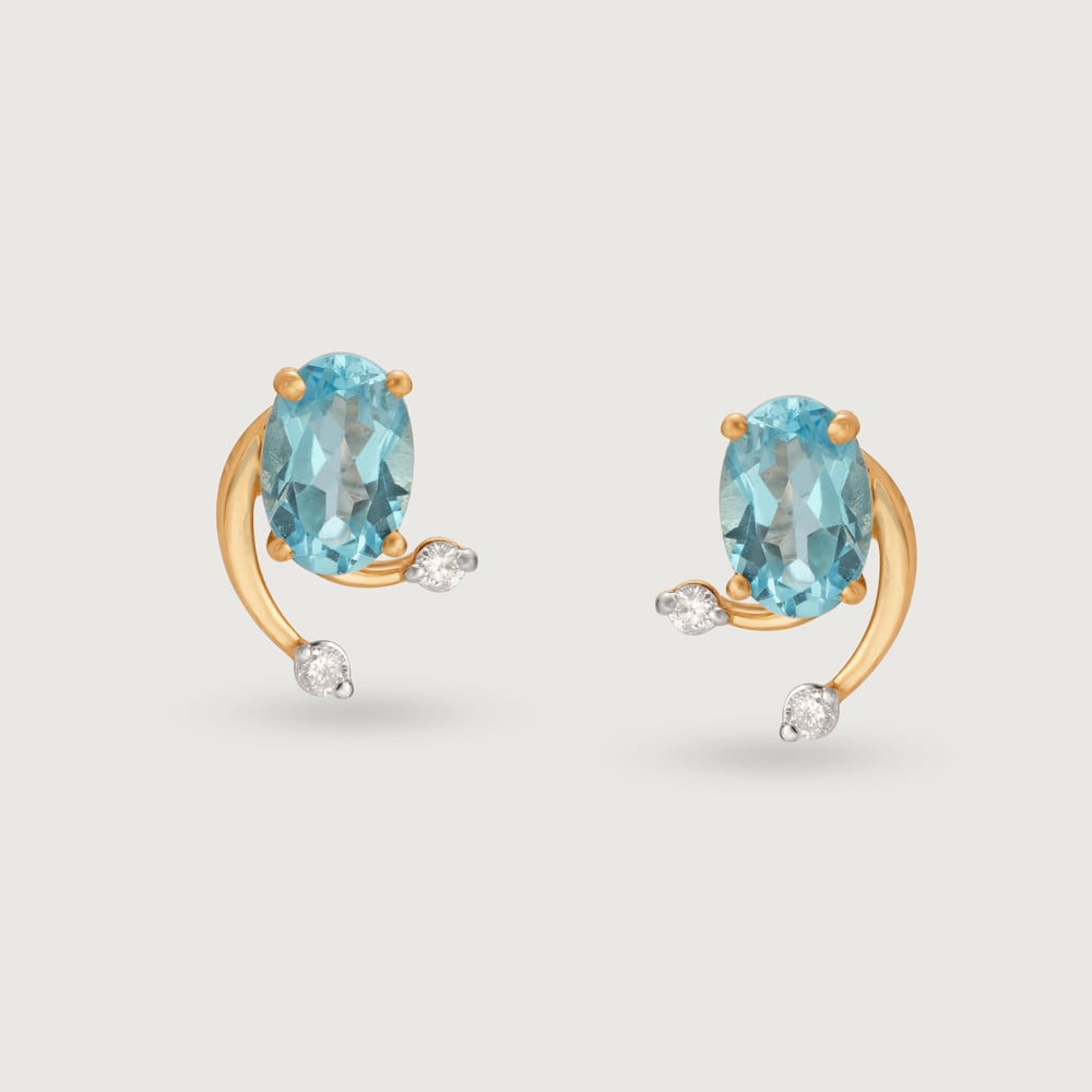 Ethereal Azure 14KT Gold & Blue Topaz Stud Earrings,,hi-res image number null