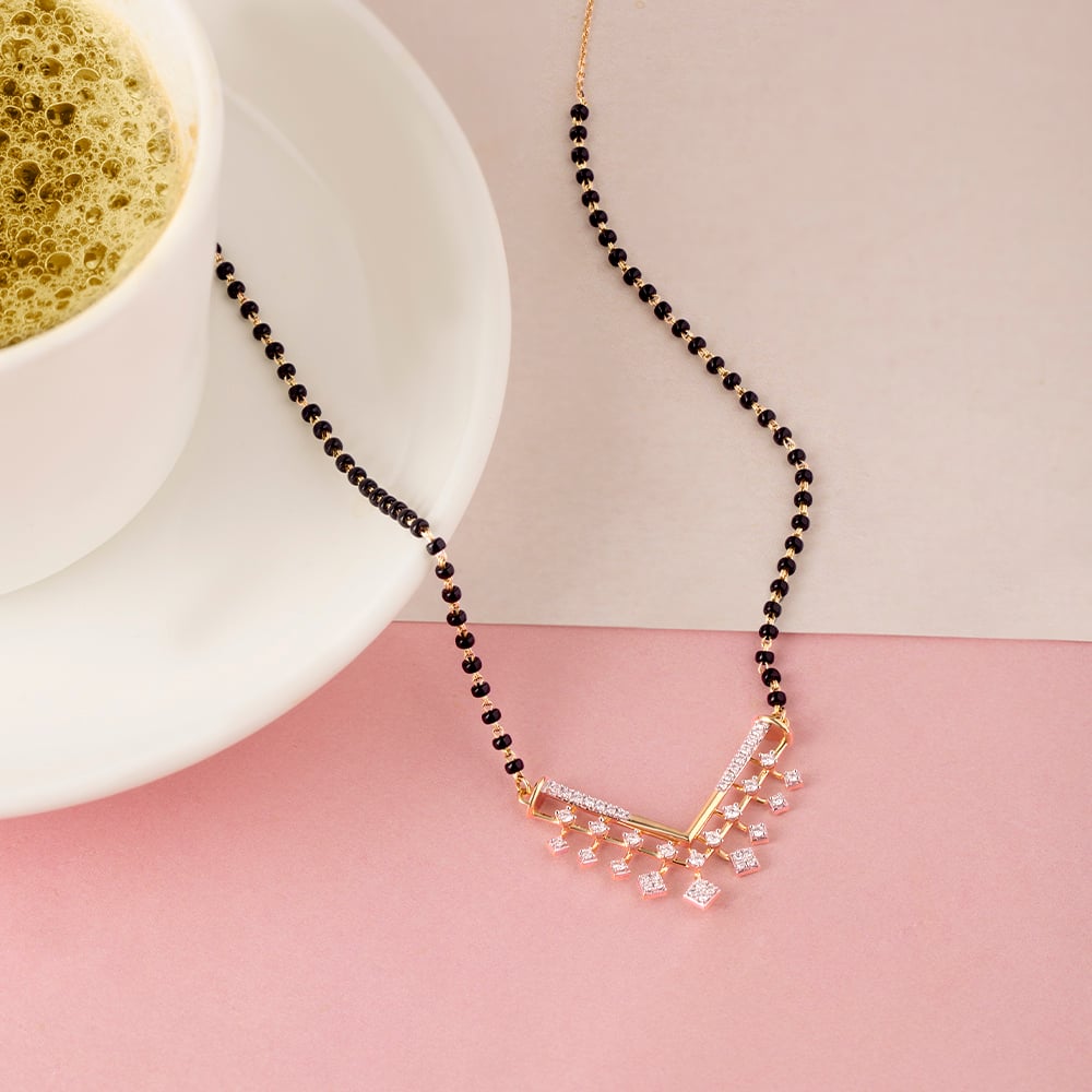 Glistening Fringe Gold and Diamond Mangalsutra,,hi-res image number null