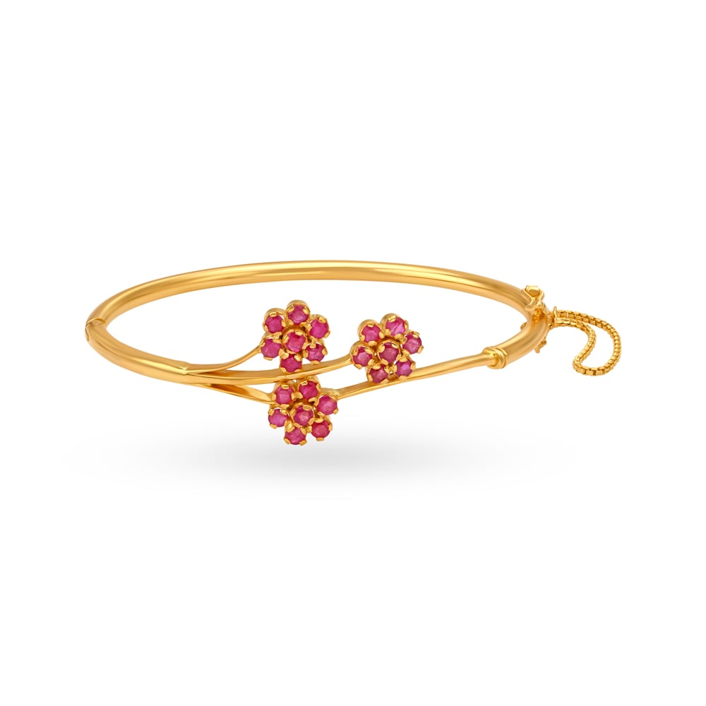 

Dazzling Gold Floral Ruby Bangle