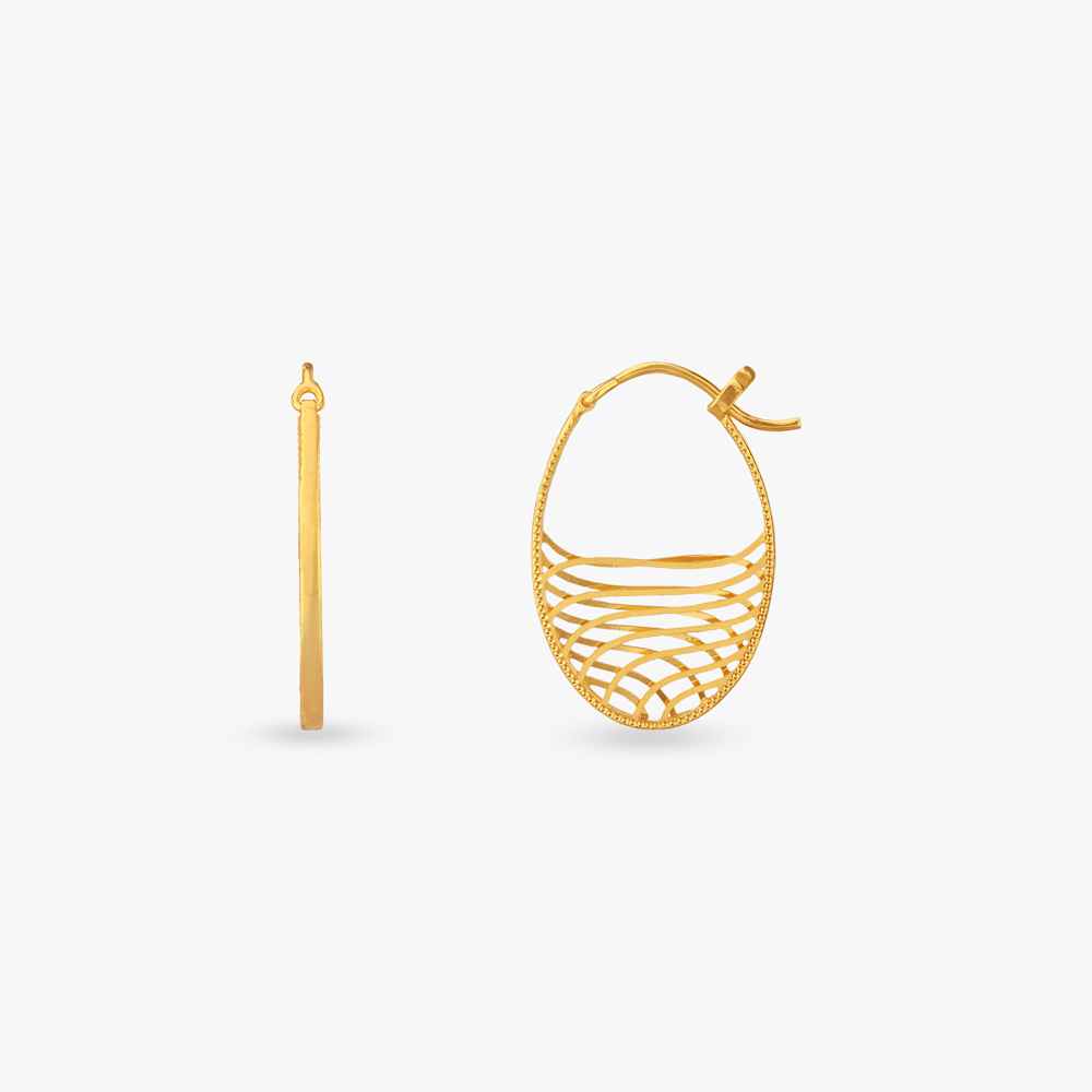 Fluid Arc Gold Hoop Earrings,,hi-res image number null