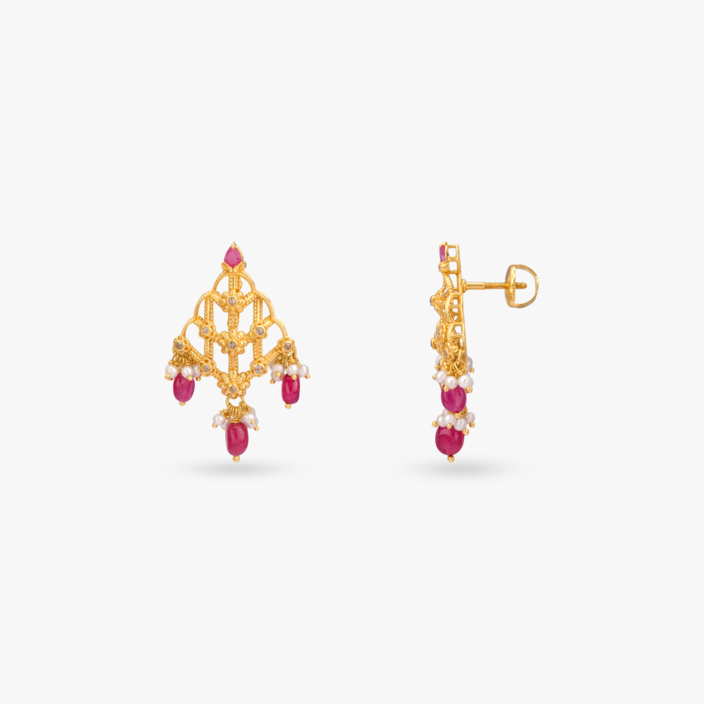 Mogra Trellis Gold Necklace Set,,hi-res image number null