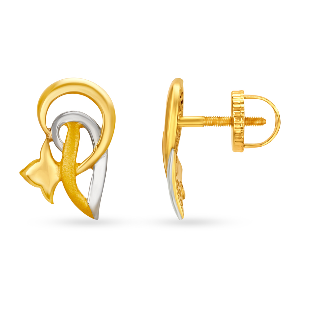 Artistic 22 Karat Yellow Gold Floristic Stud Earrings,,hi-res image number null