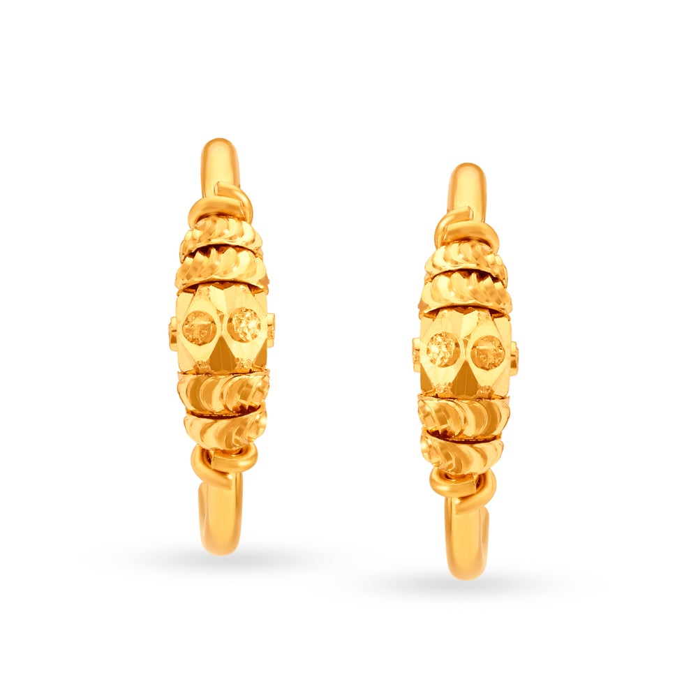 

Ornamented 22 Karat Yellow Gold Textured Hoop Earrings