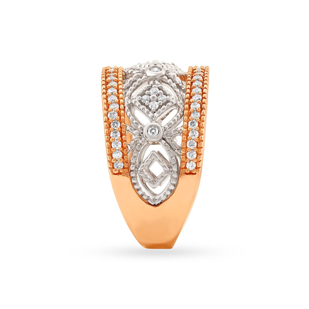 Ornate 18 Karat Yellow And White Gold and Diamond Coronet Ring,,hi-res image number null