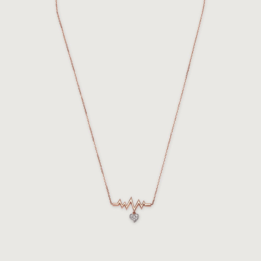 14KT Rose Gold Heartbeat Diamond Necklace,,hi-res image number null