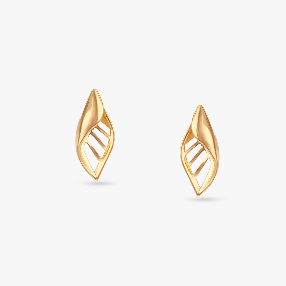 

Sleek Leaf Gold Stud Earrings
