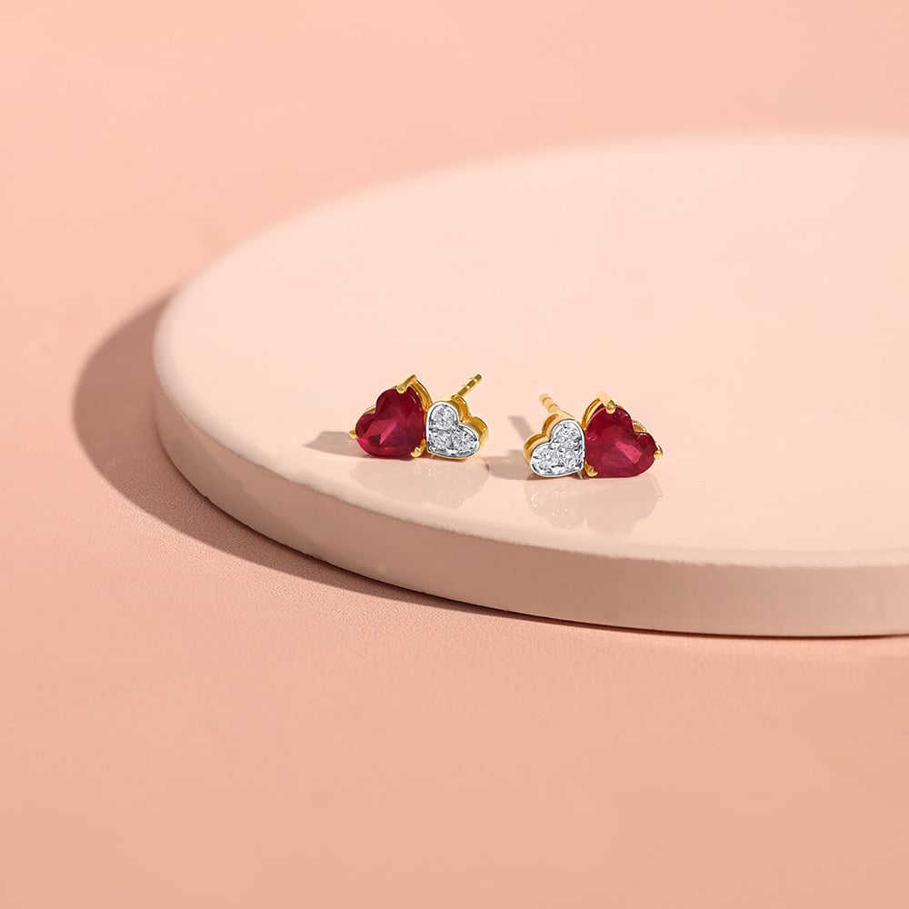 Scarlet Grace Ruby & Diamond Stud Earrings,,hi-res image number null