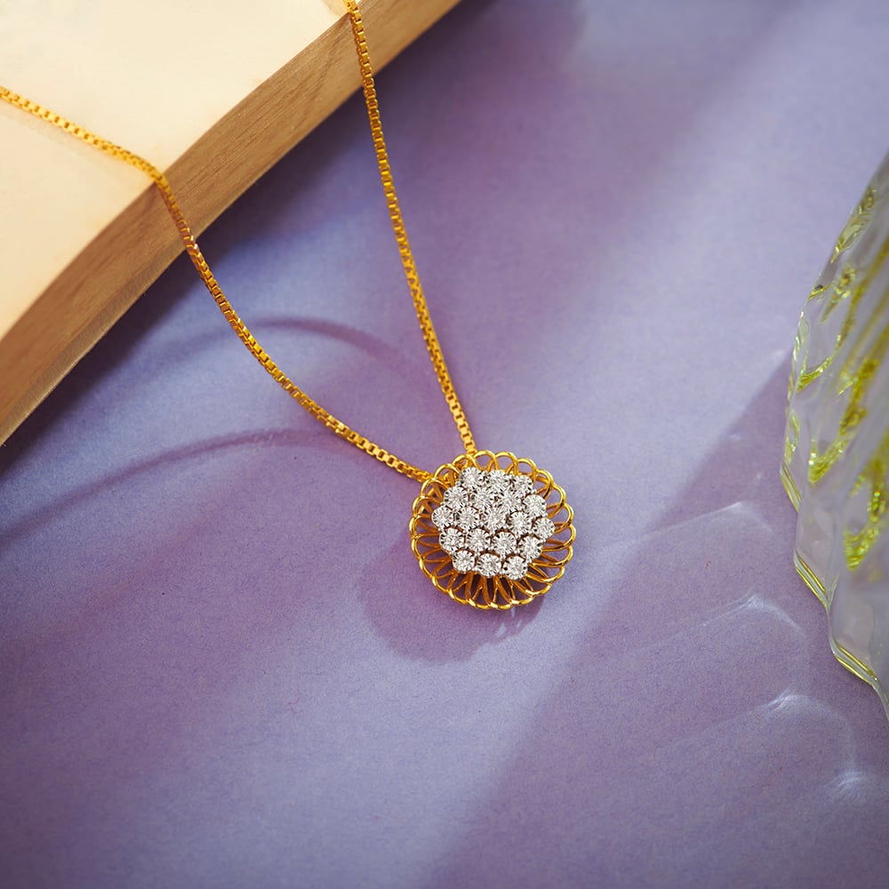 Majestic Dazzling Yellow and White Gold Diamond Pendant,,hi-res image number null