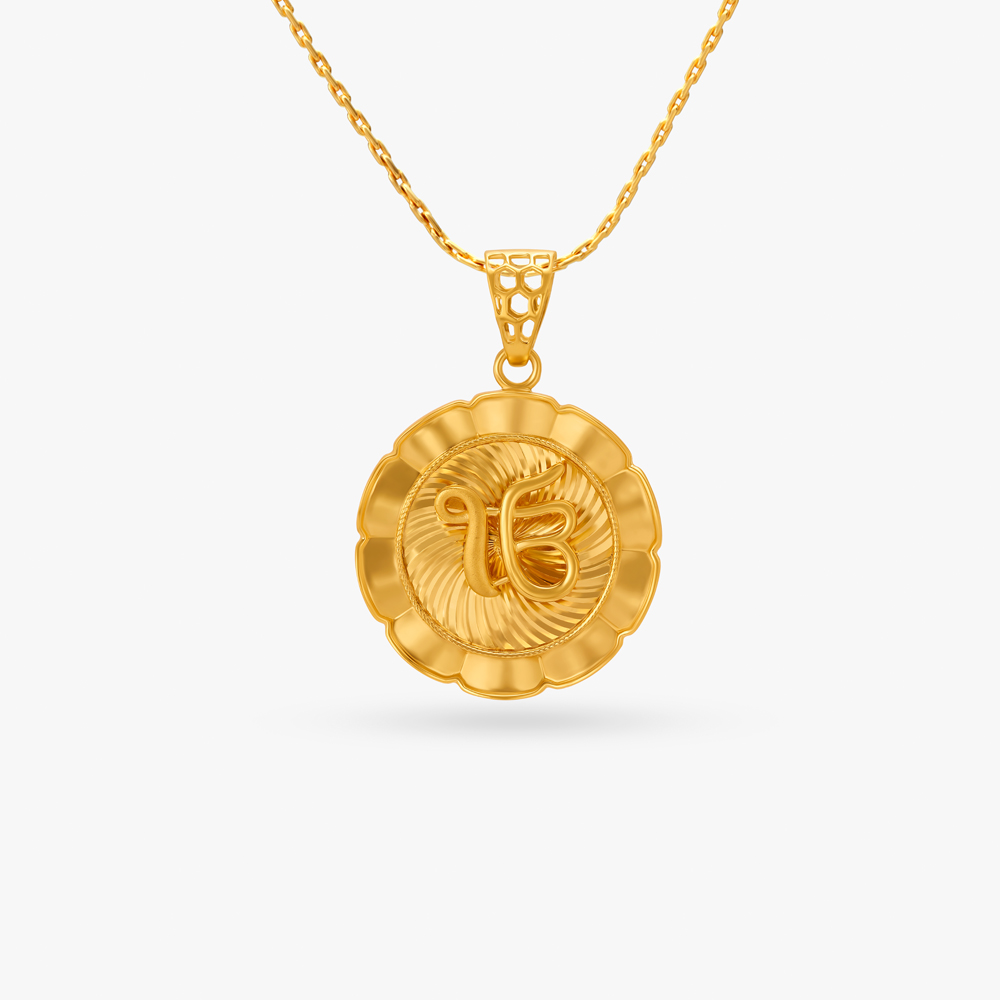 Sacred Ik Onkar Gold Pendant for Men,,hi-res image number null