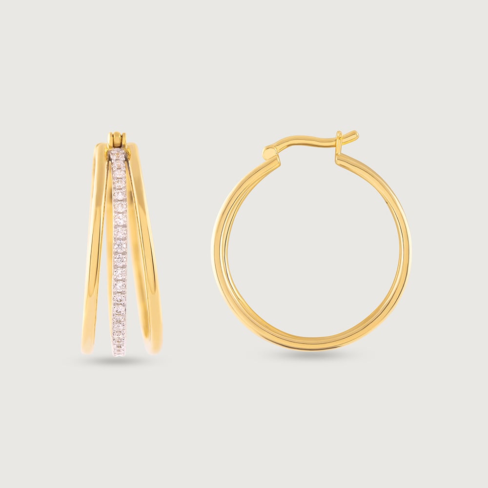 Triple Glam Gold & Diamond Hoop Earrings,,hi-res image number null