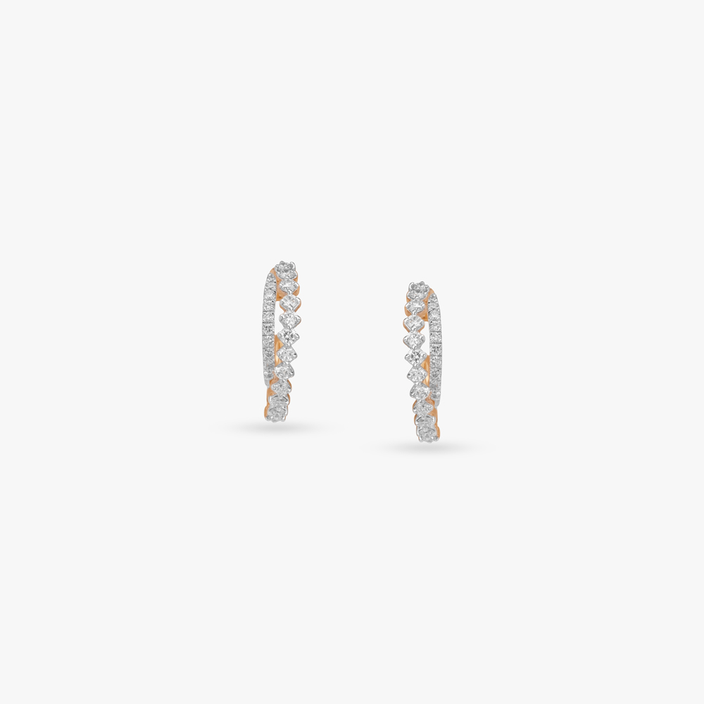Scalloped Curve Diamond Stud Earrings,,hi-res image number null
