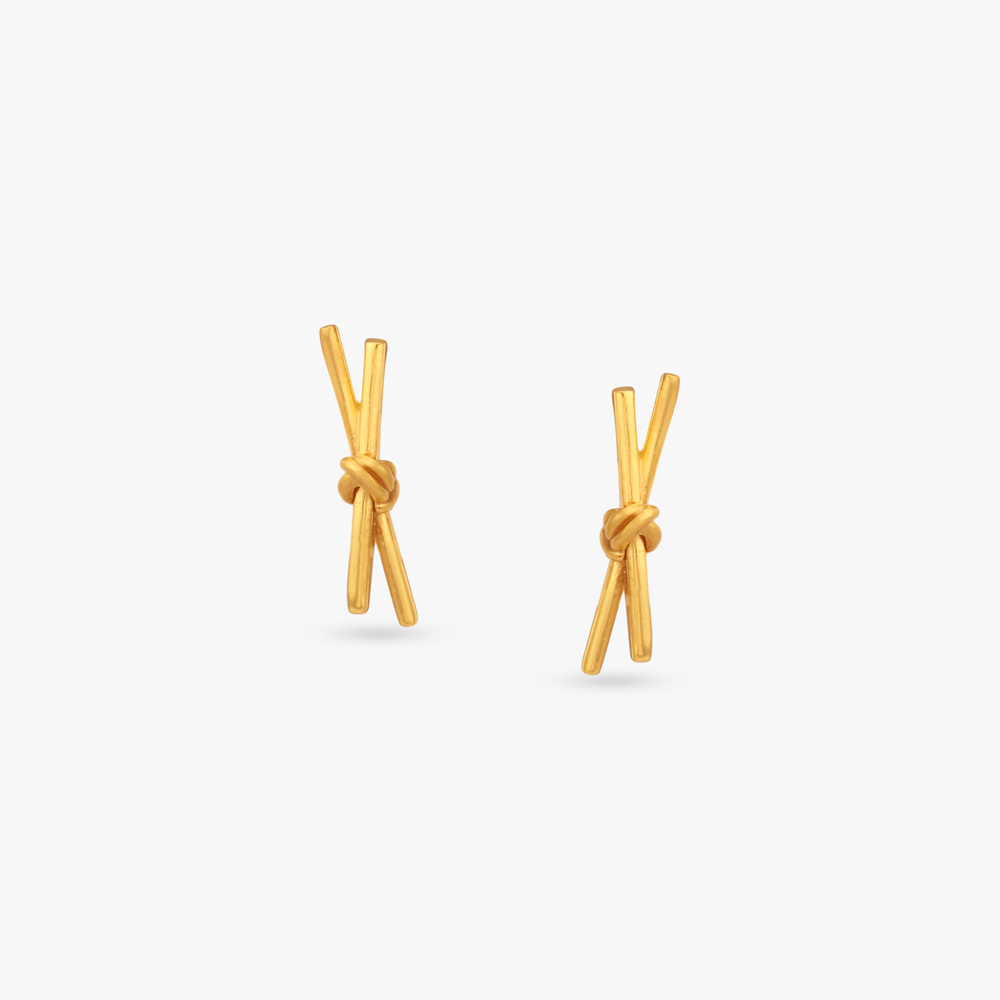 Knot Line Gold Stud Earrings,,hi-res image number null