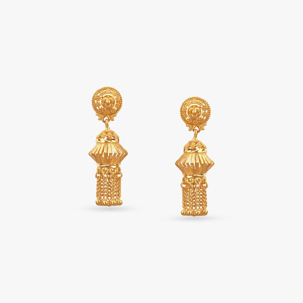 

Royal Drape Gold Jhumka Earrings