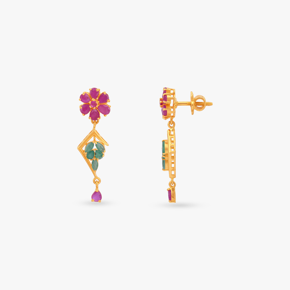 Playful Bloom Gold Drop Earrings,,hi-res image number null