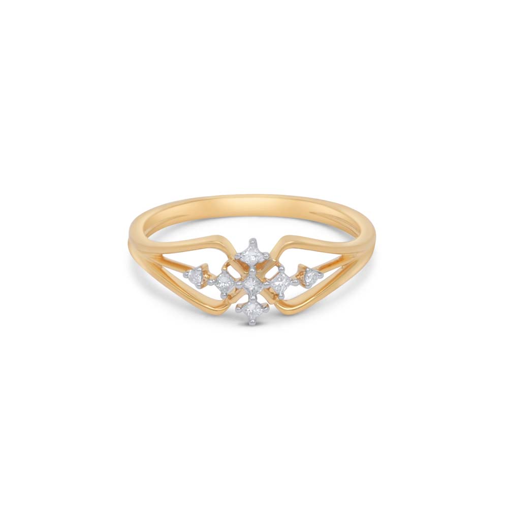 18 KT Yellow Gold Geometric Diamond Finger Ring