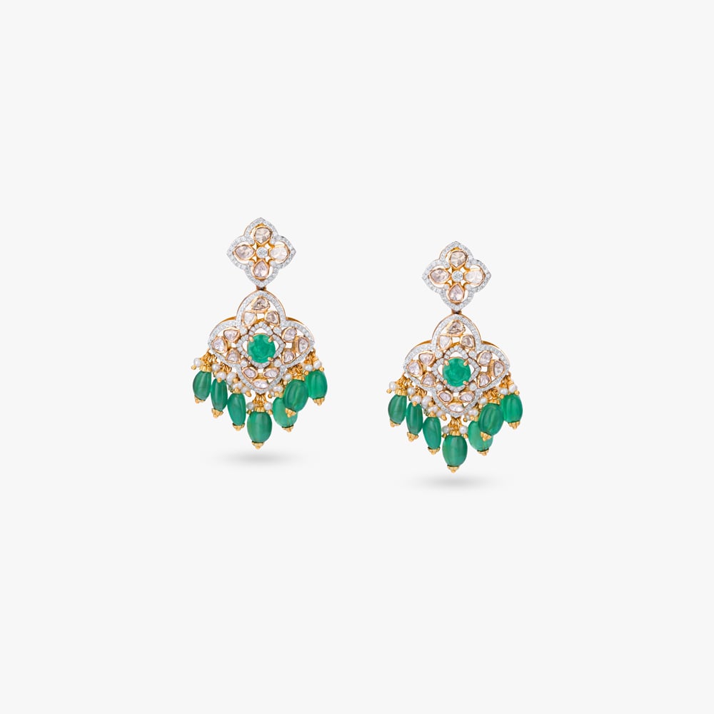 Emerald Teardrop Fringe Necklace Set,,hi-res image number null