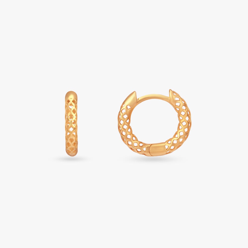 Lattice Luxe Gold Hoop Earrings,,hi-res image number null