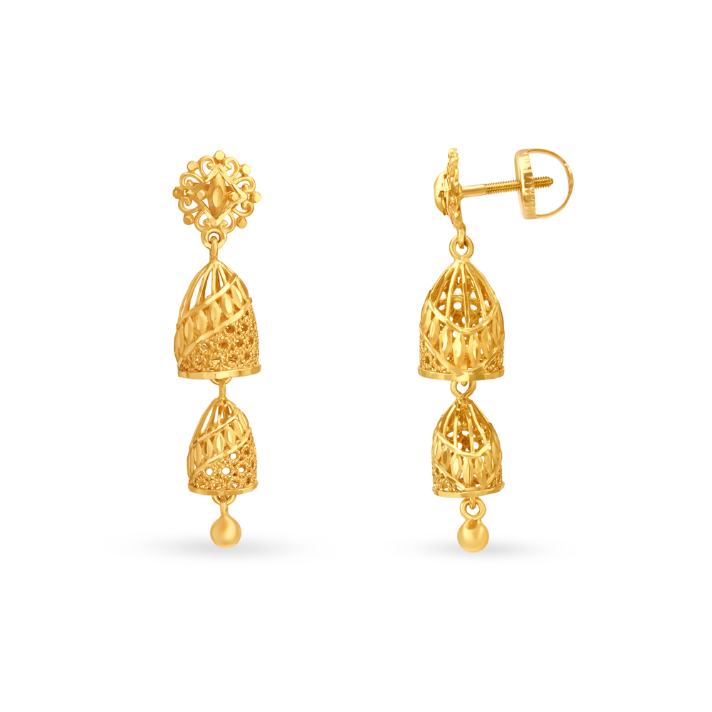 Opulent Cascading Gold Jhumka,,hi-res image number null