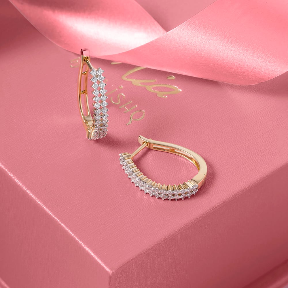 Luxe Drip Gold & Diamond Hoop Earrings,,hi-res image number null