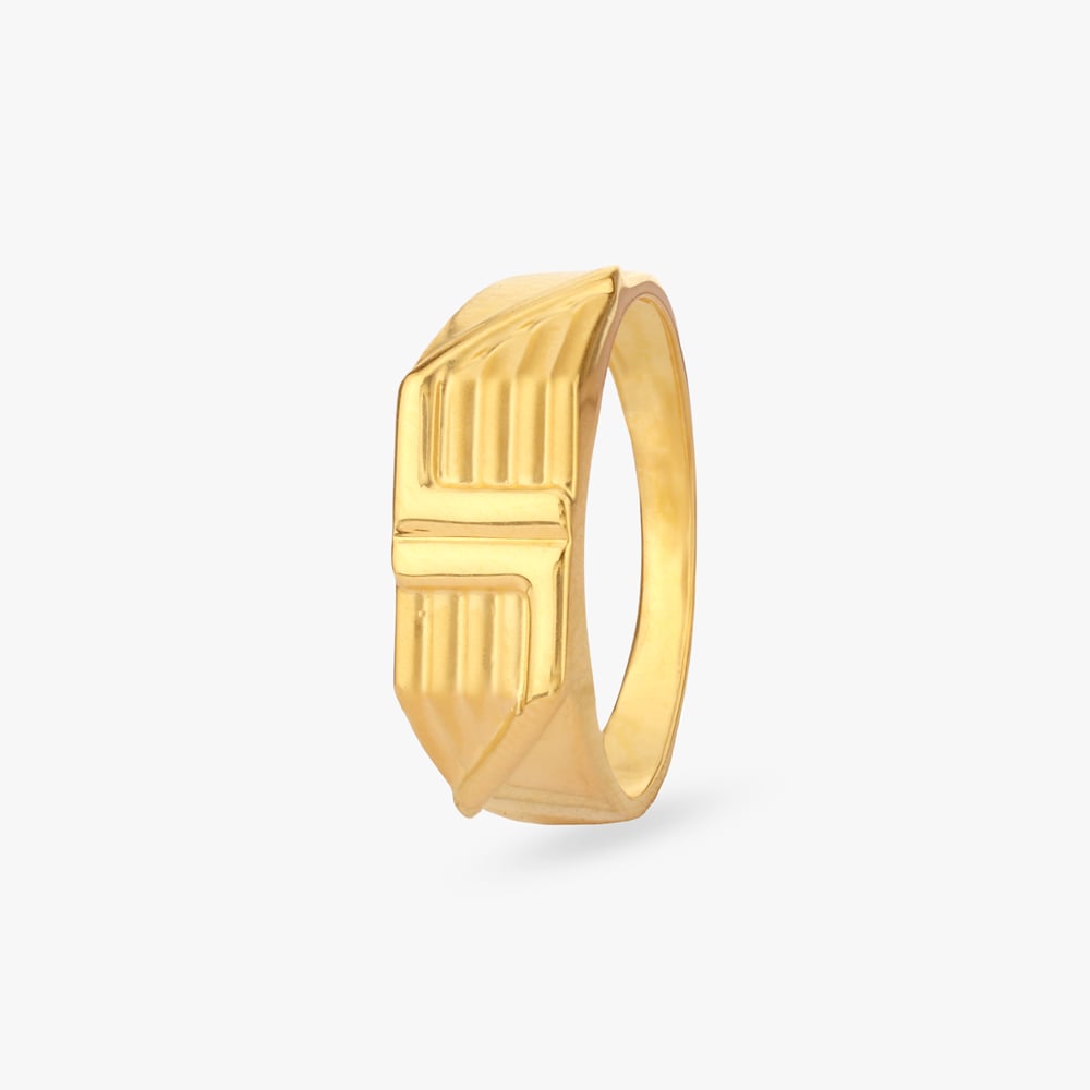 Bold Linear Gold Ring for Men,,hi-res image number null