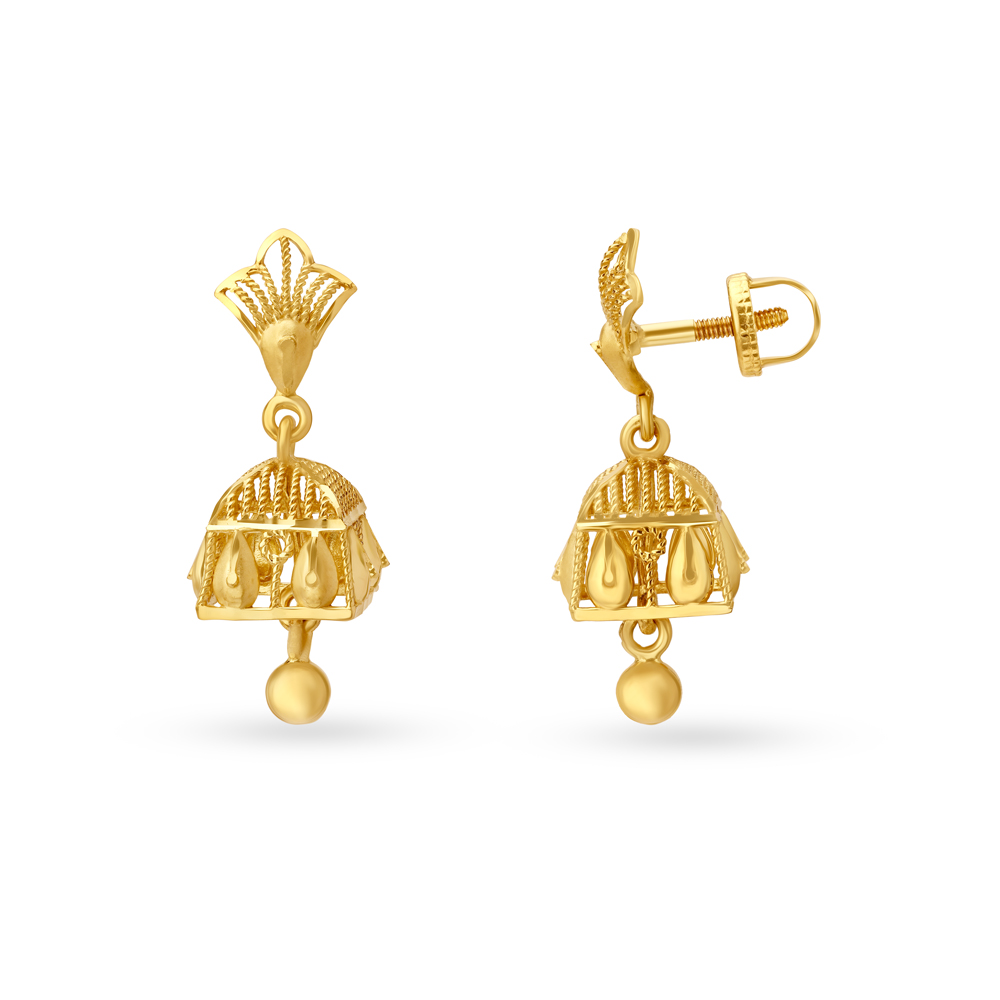 Brilliant Surreal Gold Jhumkas,,hi-res image number null