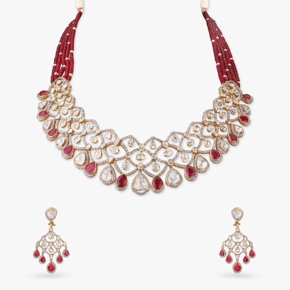 Crimson Cascade Diamond Neckwear Set,,hi-res image number null