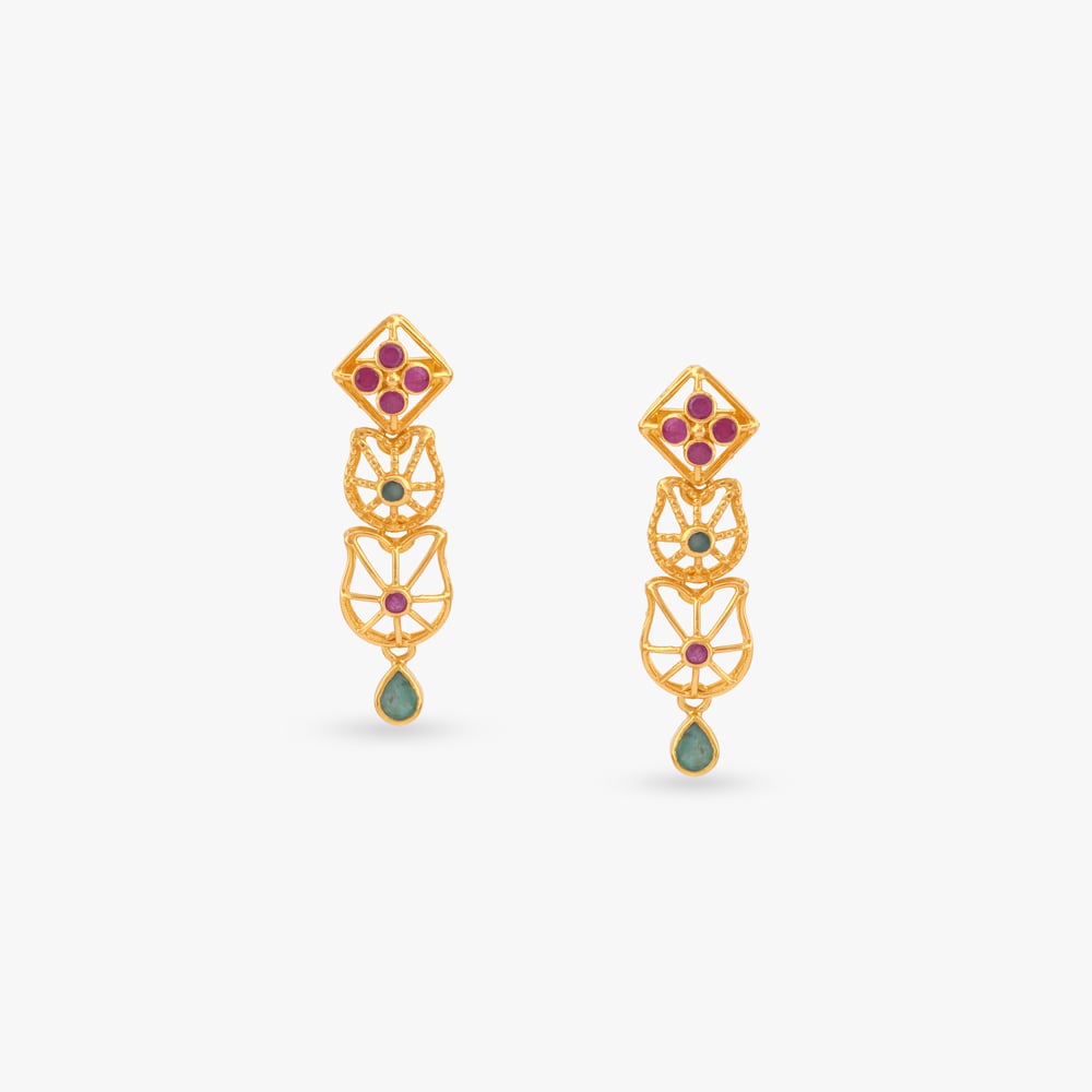 

Whimsical Bloom Gold Drop Earrings