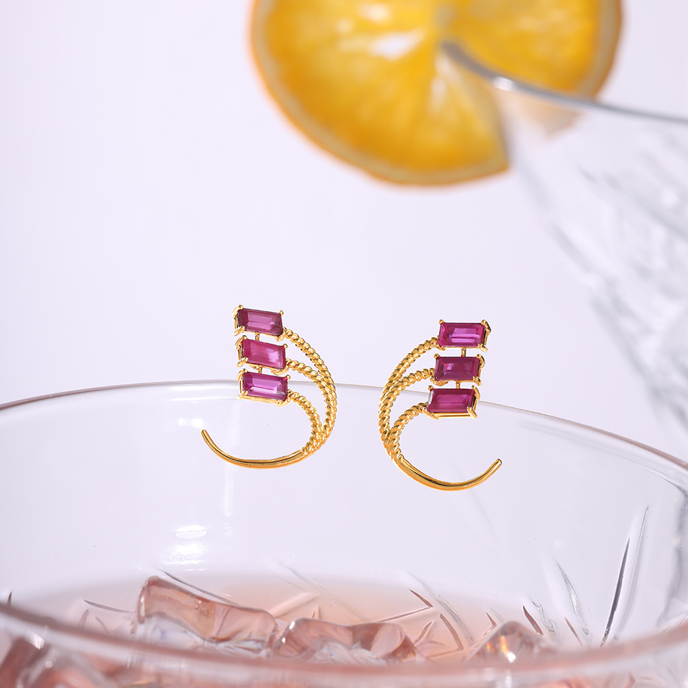 Allure 14KT Ruby Hoop Earrings,,hi-res image number null