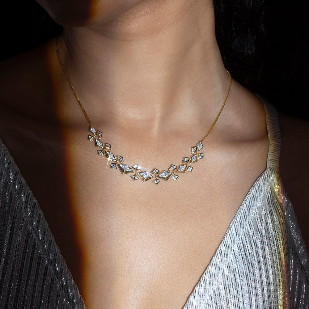 Disco Beat Gold & Diamond Necklace,,hi-res image number null