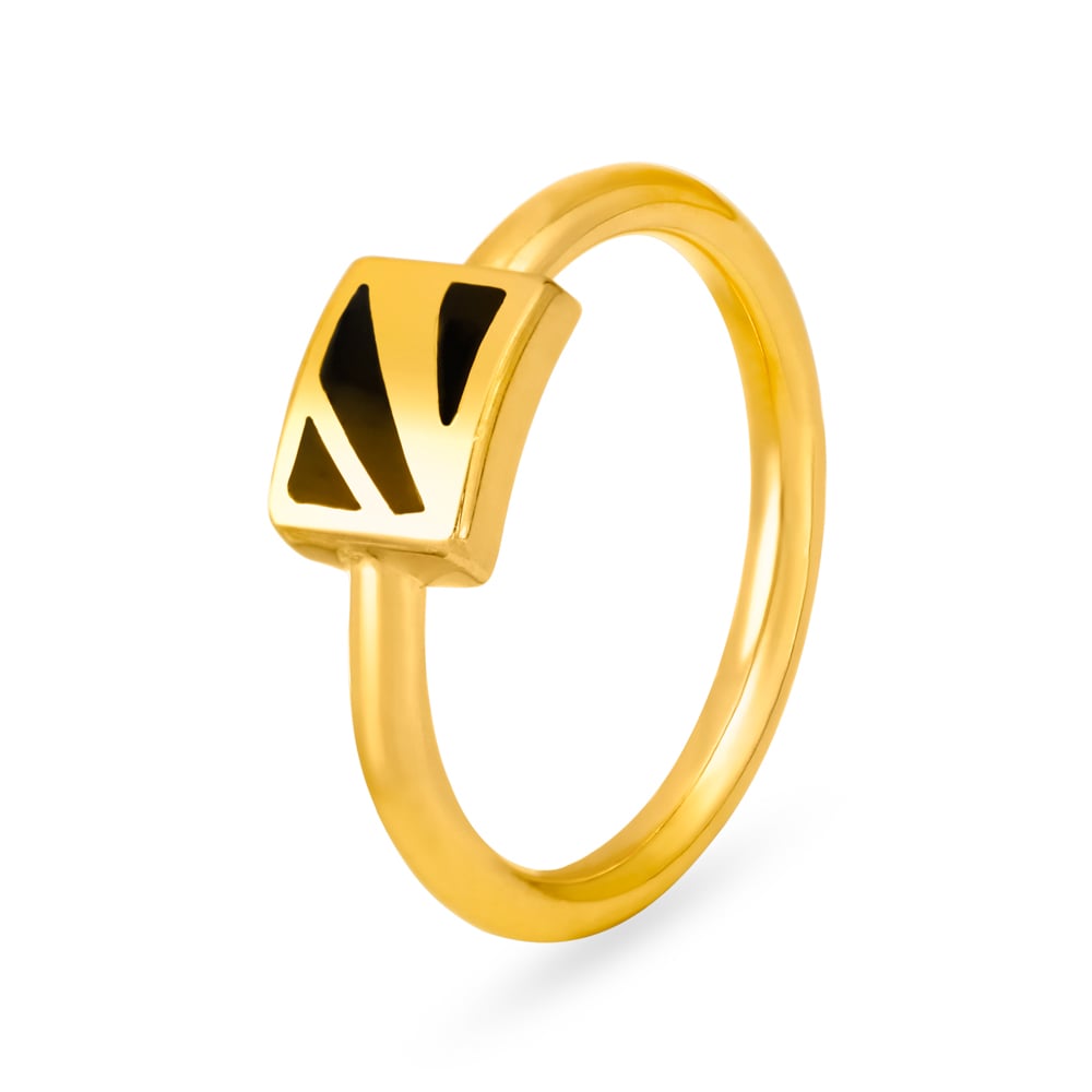 Abstract 22 Karat Yellow Gold Square Finger Ring,,hi-res image number null