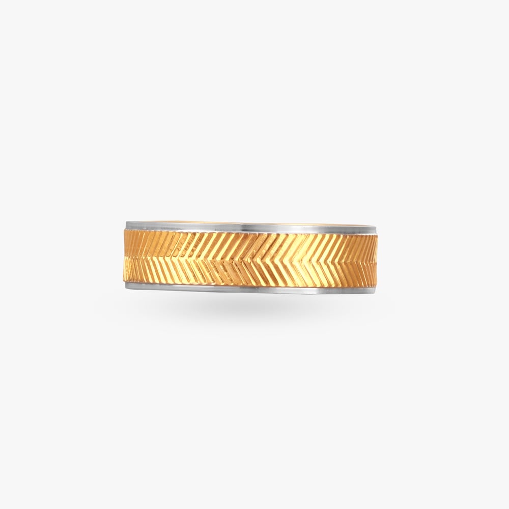 Chevron Edge Gold Ring,,hi-res image number null