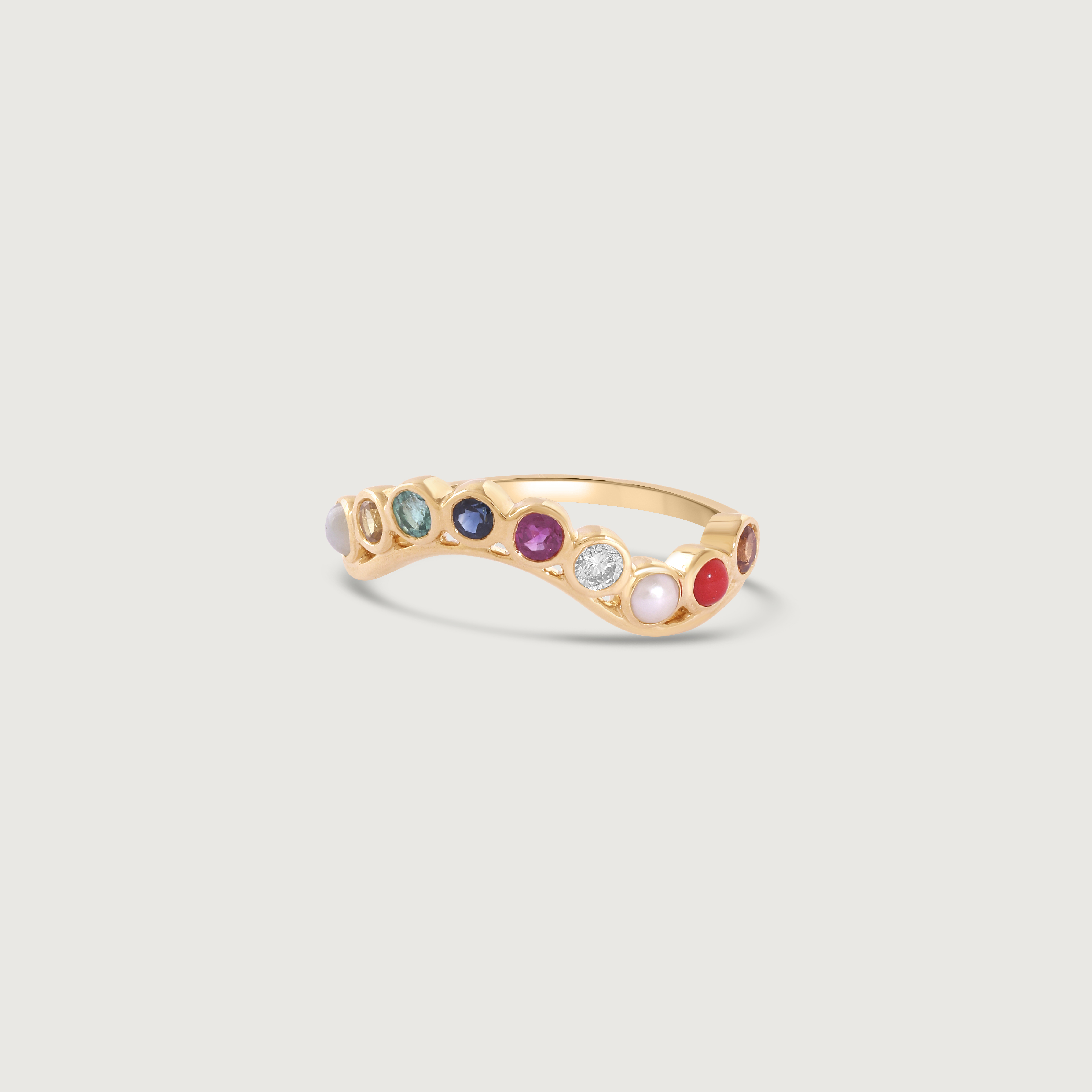 Navratna Aura Diamond Ring,,hi-res image number null