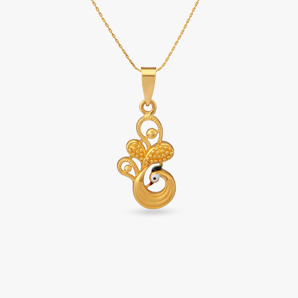 

Peacock Whirl Gold Pendant