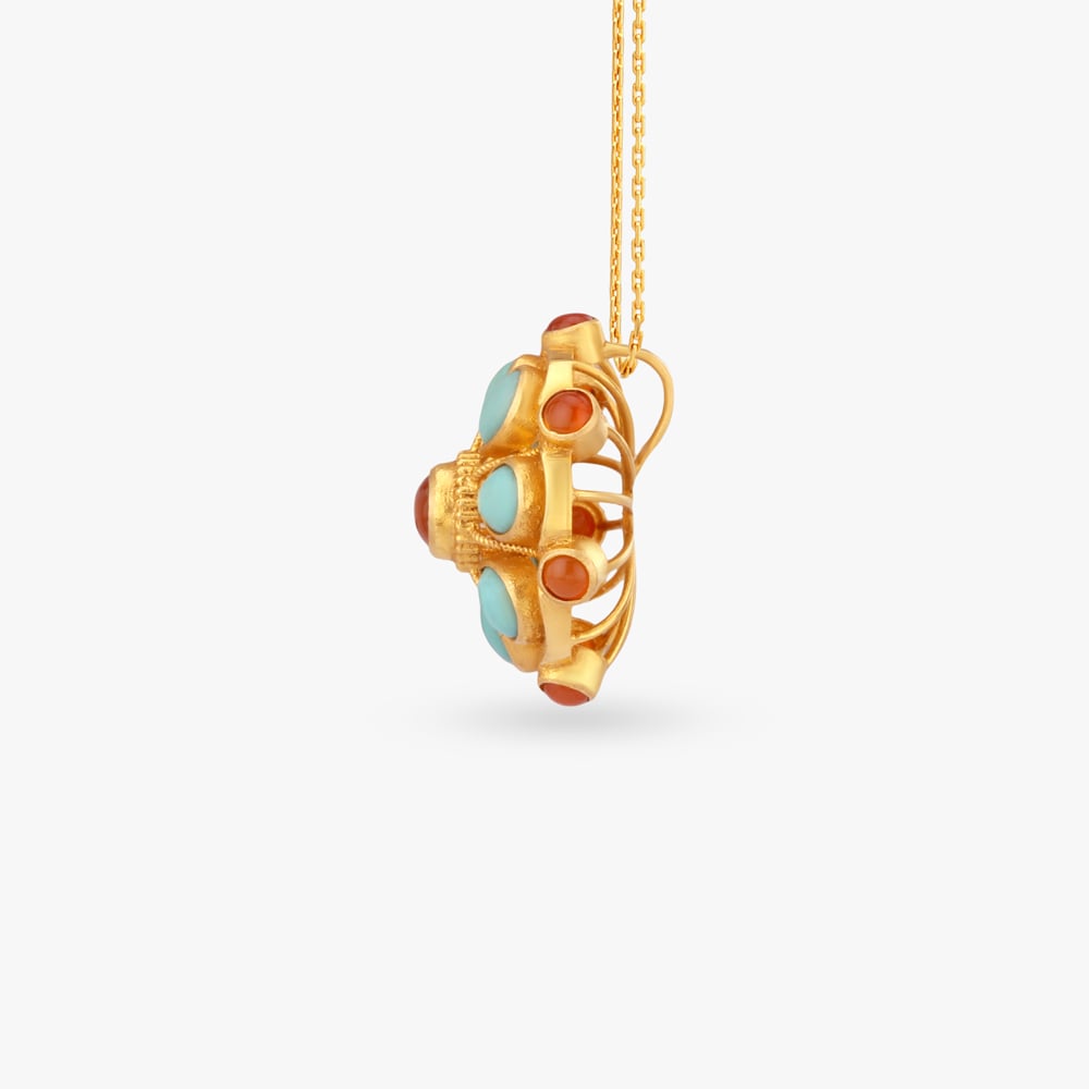 Tropical Slice Gold Pendant and Earrings Set,,hi-res image number null