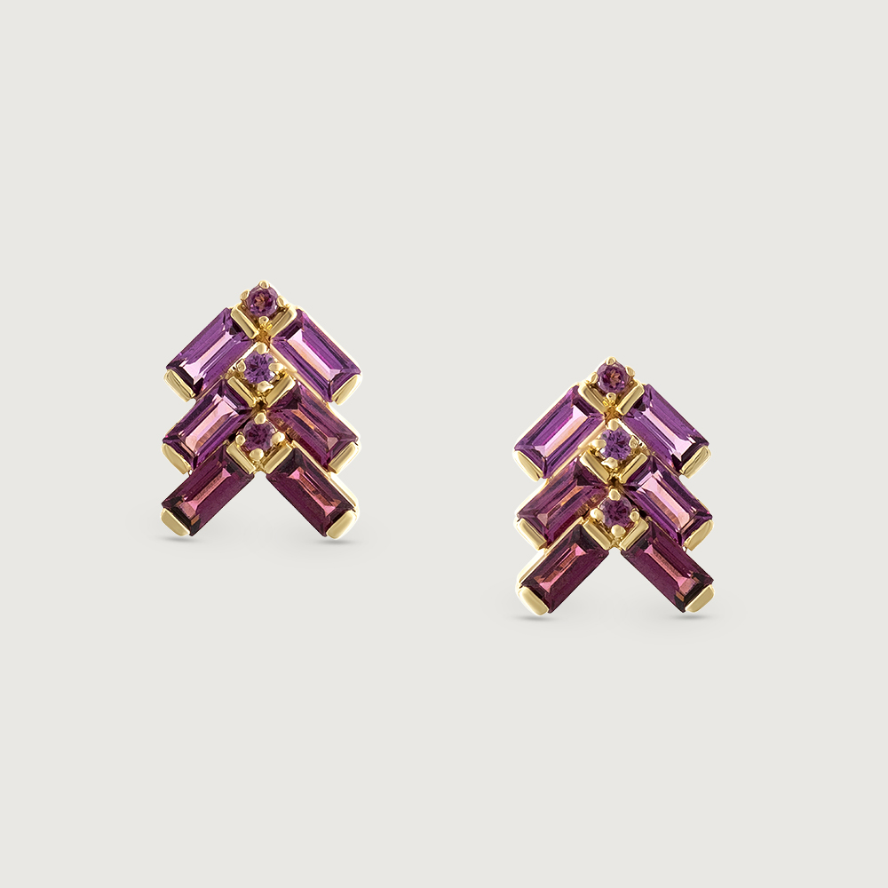 Vibrant Charm Garnet & Gold Stud Earrings,,hi-res image number null