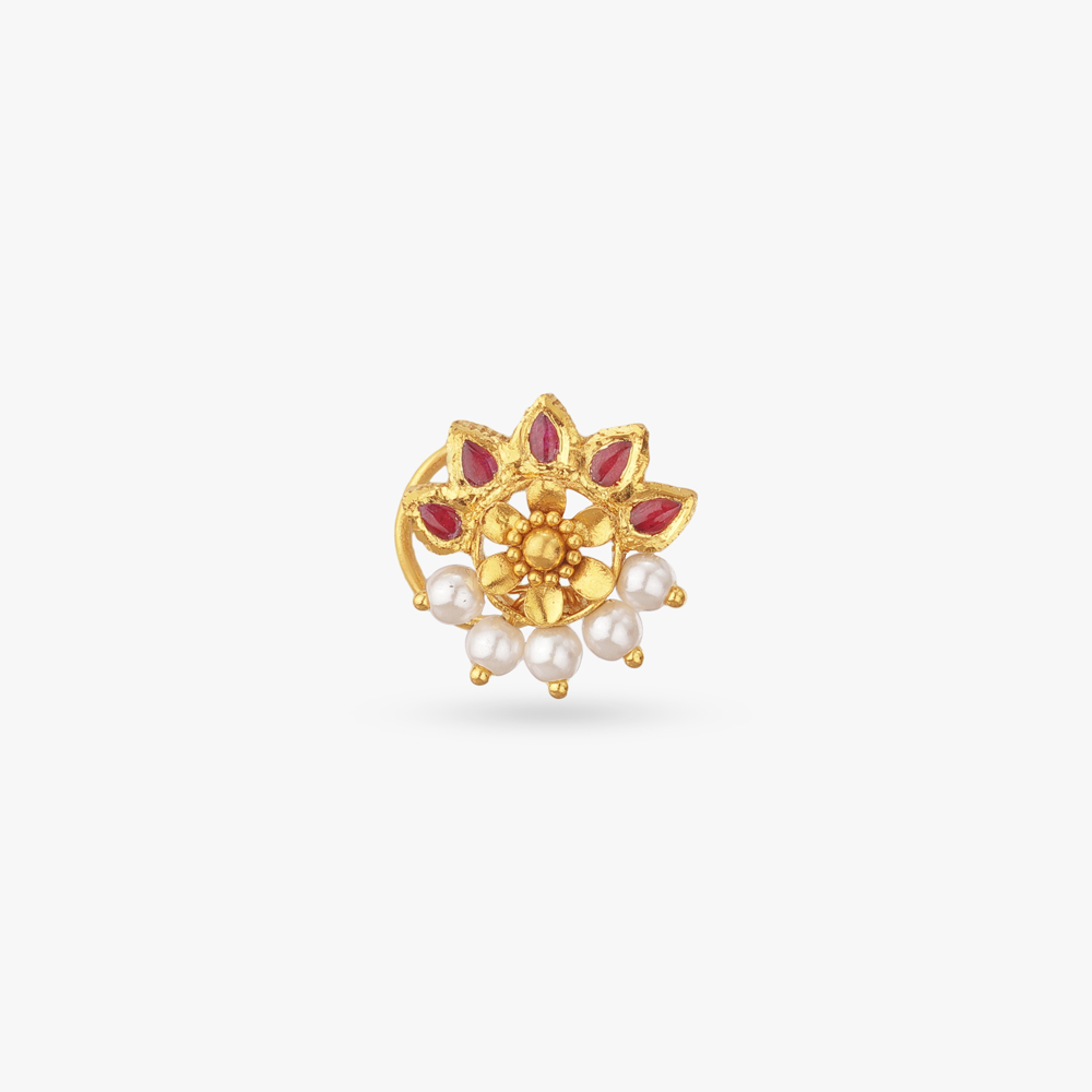 Royal Bloom Gold Nose Pin,,hi-res image number null