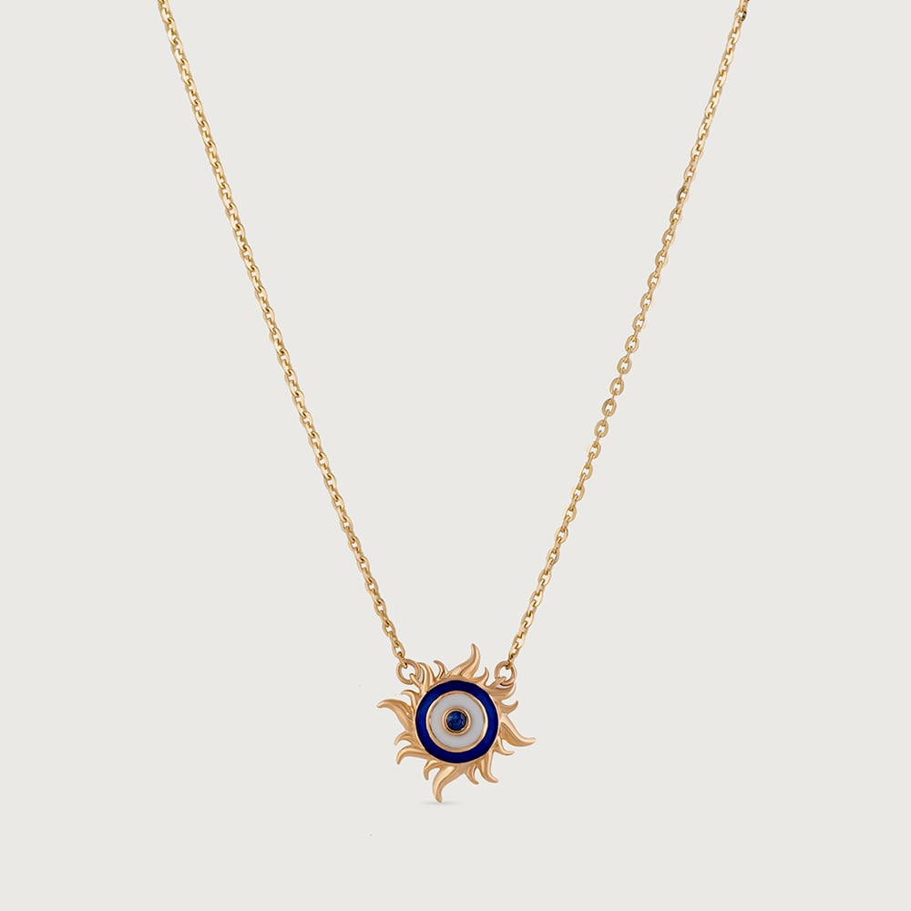 Luminous Luck Evil Eye Gold Pendant with Chain,,hi-res image number null