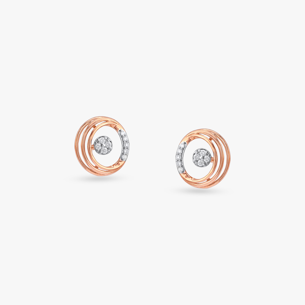 Spiralled Shine Diamond Stud Earrings,,hi-res image number null