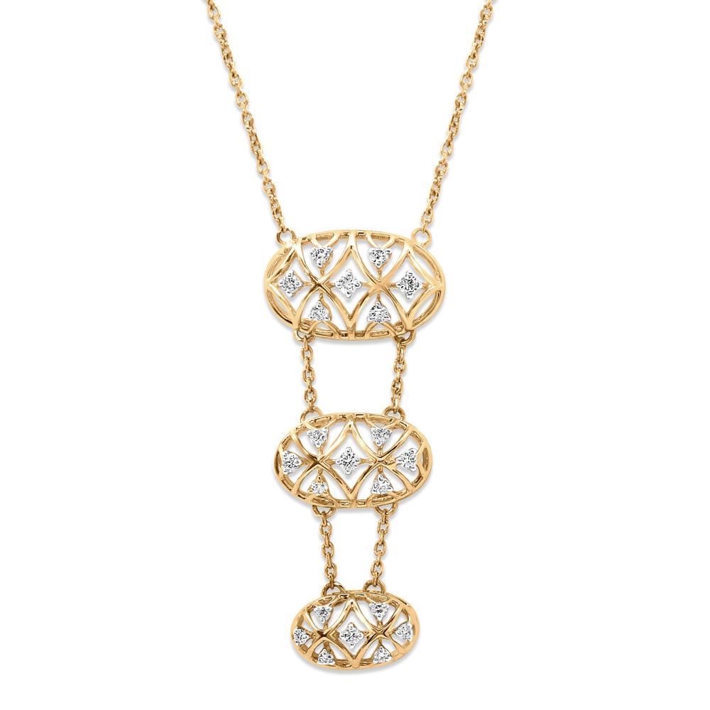 14 KT Yellow Gold Delicate Polki Diamond Necklace,,hi-res image number null