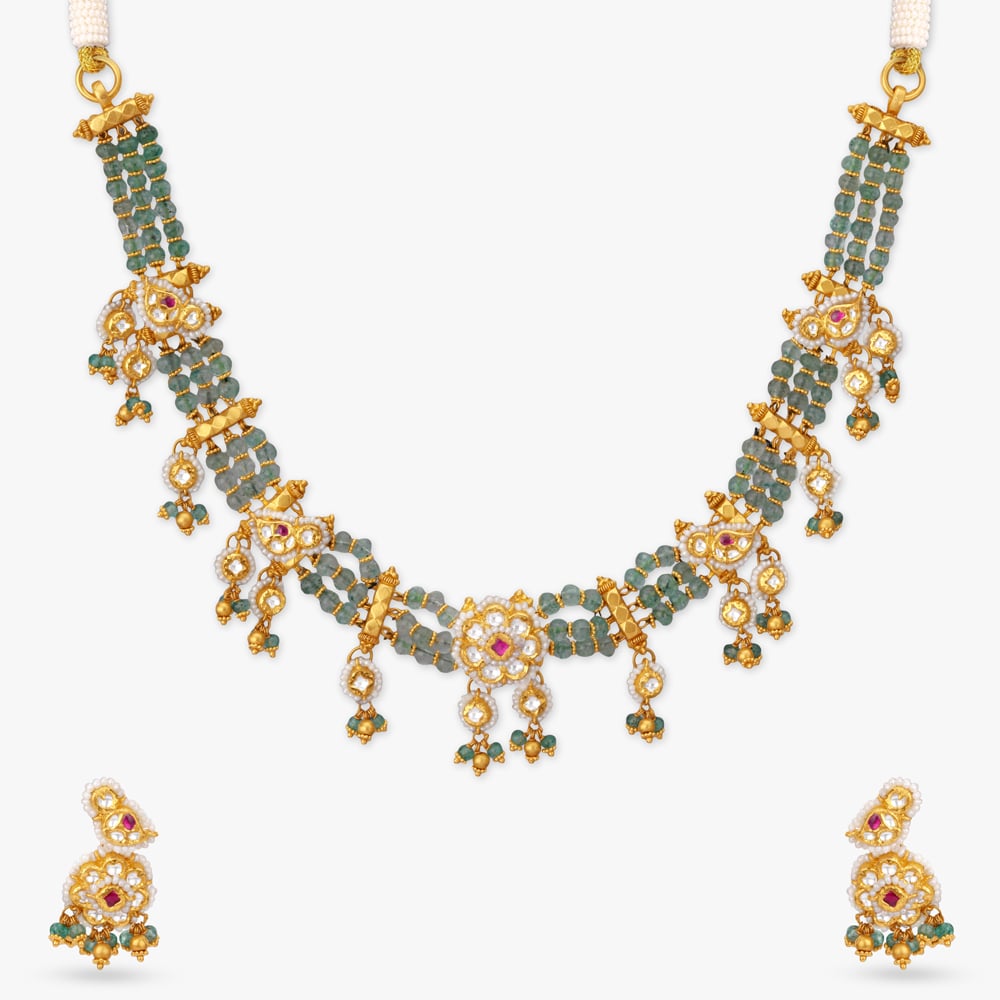 Dewlit Blossom Gold Necklace Set,,hi-res image number null