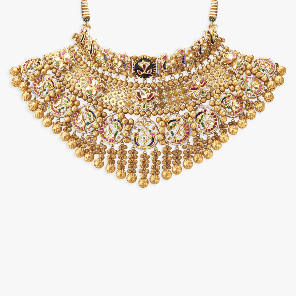 Sculpted Cascade Gold Necklace set,,hi-res image number null