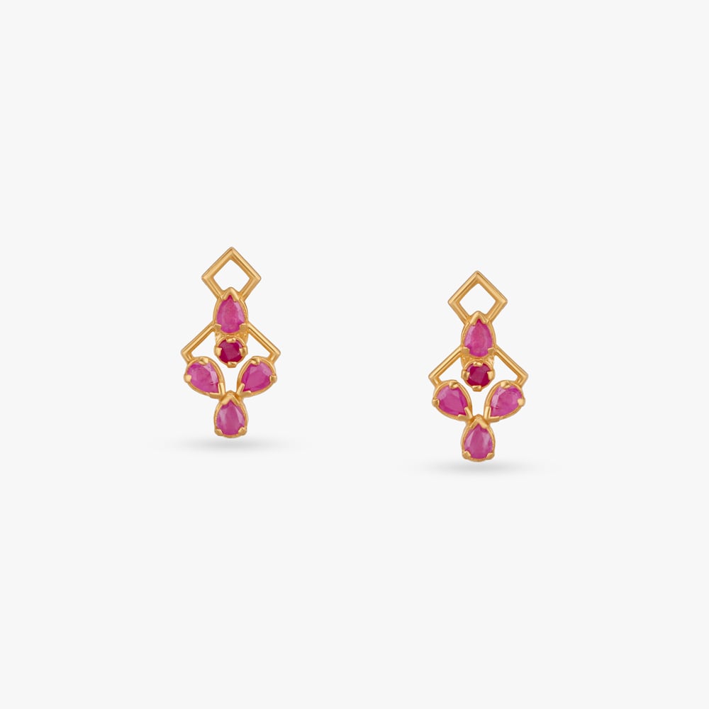 

Scarlet Symphony Gold Stud Earrings